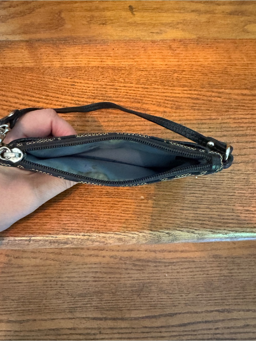 Coach Black and Khaki Signature Wristlet - Picture 4 of 4